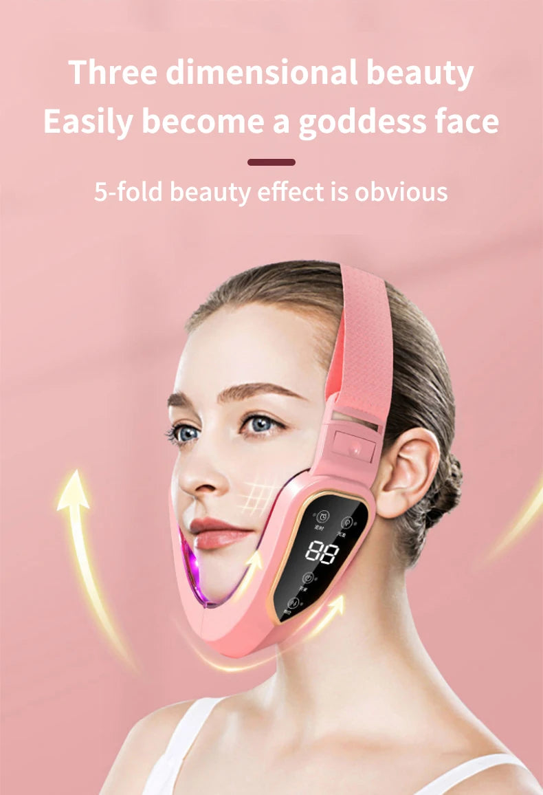 Massageador facial fototerapia LED vibração lifting em fundo branco