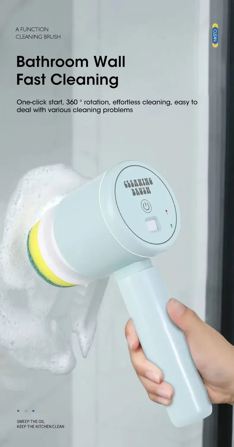 Escova elétrica recarregável para limpeza de banheiro e rejunte em fundo branco