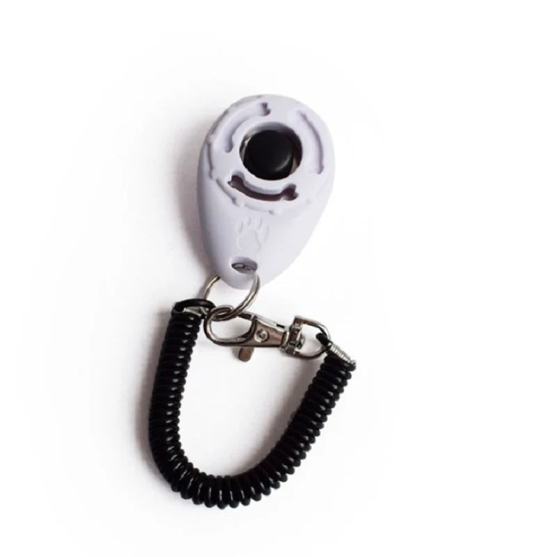 Clicker de treinamento com alça de pulso em fundo branco