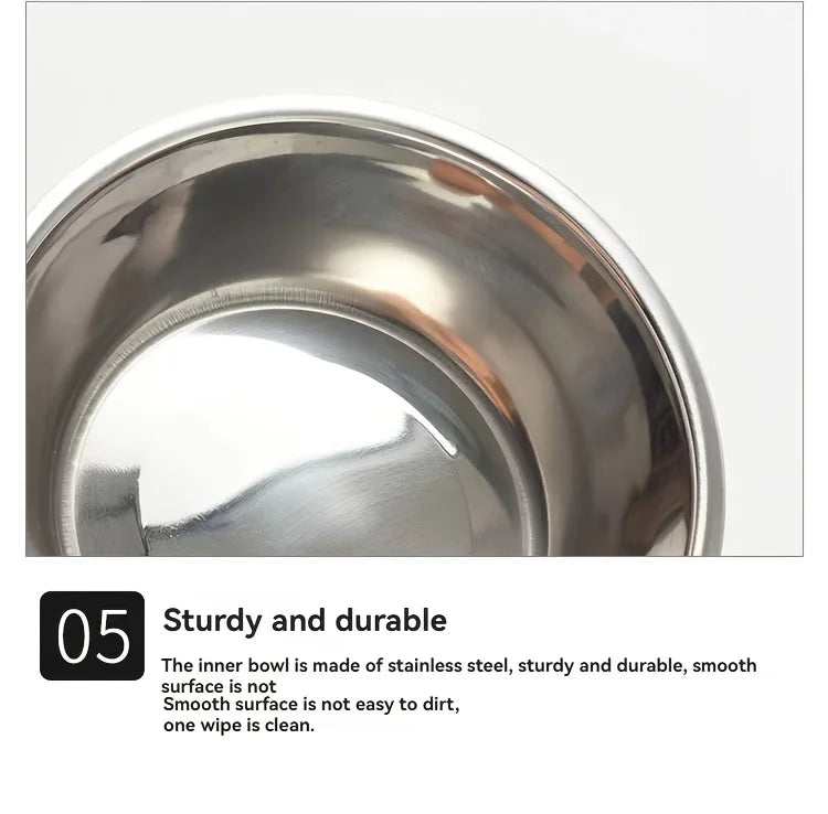 Tigela dupla aço inox para pet antiderrapante em fundo branco