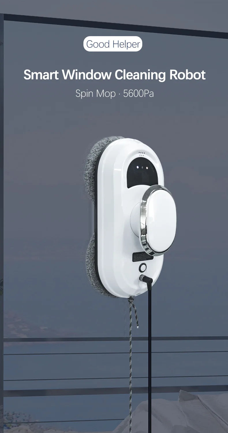 Limpador de vidros inteligente elétrico com controle remoto em fundo branco