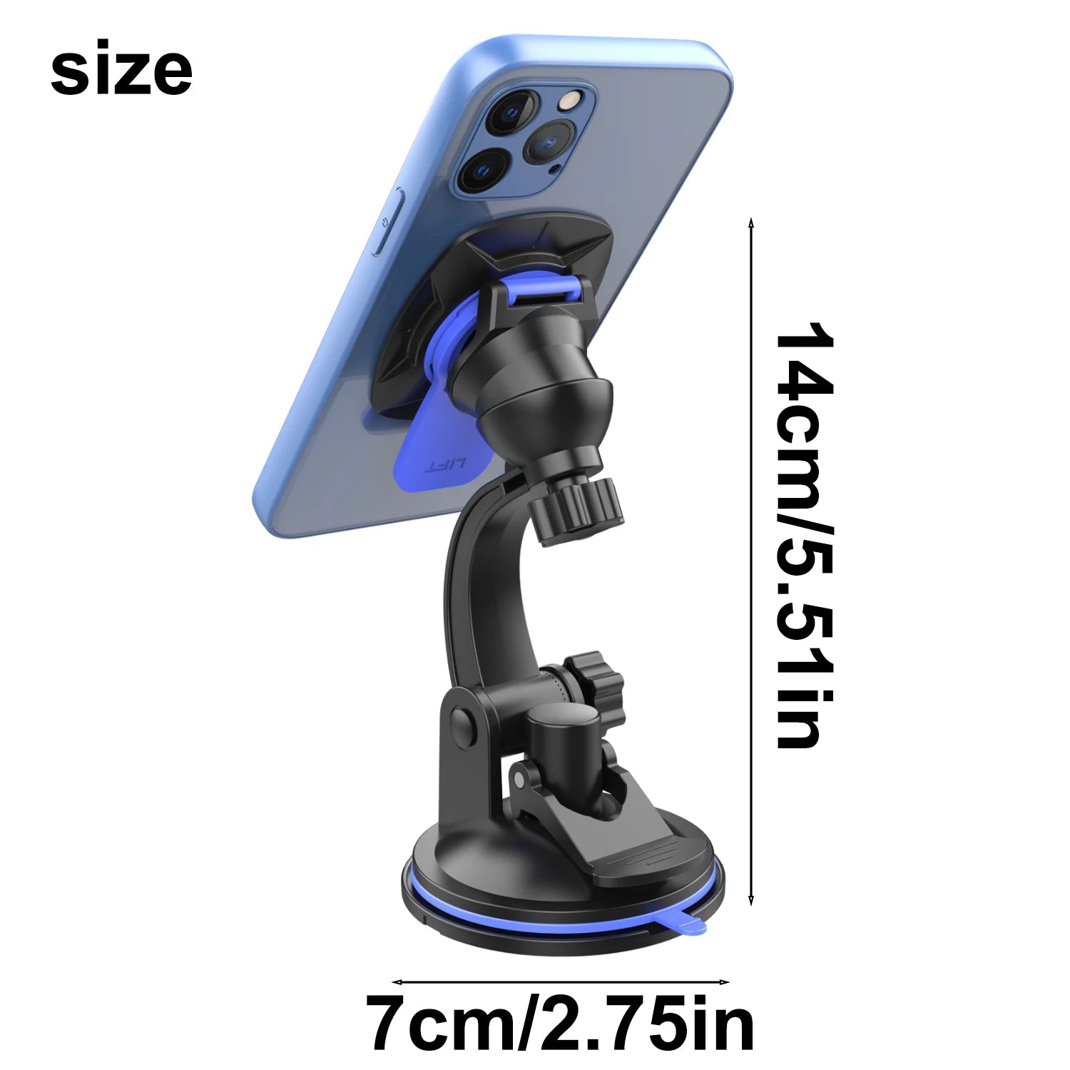 Suporte universal de celular para carro painel flexível 360 graus em fundo branco