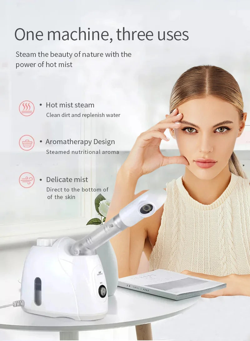 Vaporizador facial de ozônio limpeza profunda em fundo branco