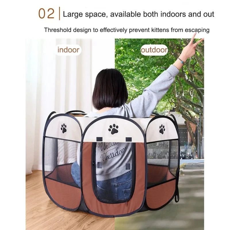 Casinha tenda dobrável para cães e gatos portátil respirável em fundo branco