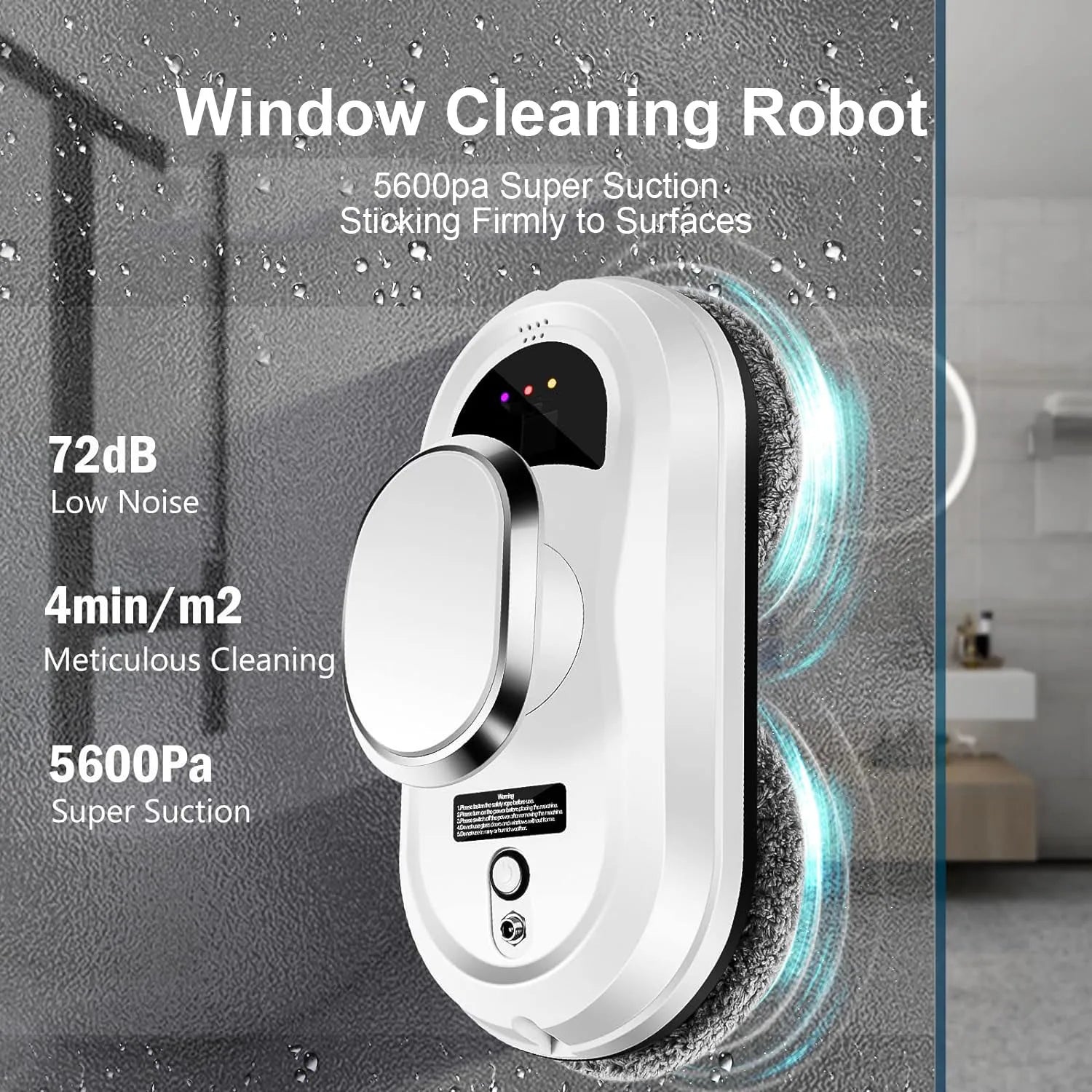Limpador de vidros inteligente elétrico com controle remoto em fundo branco