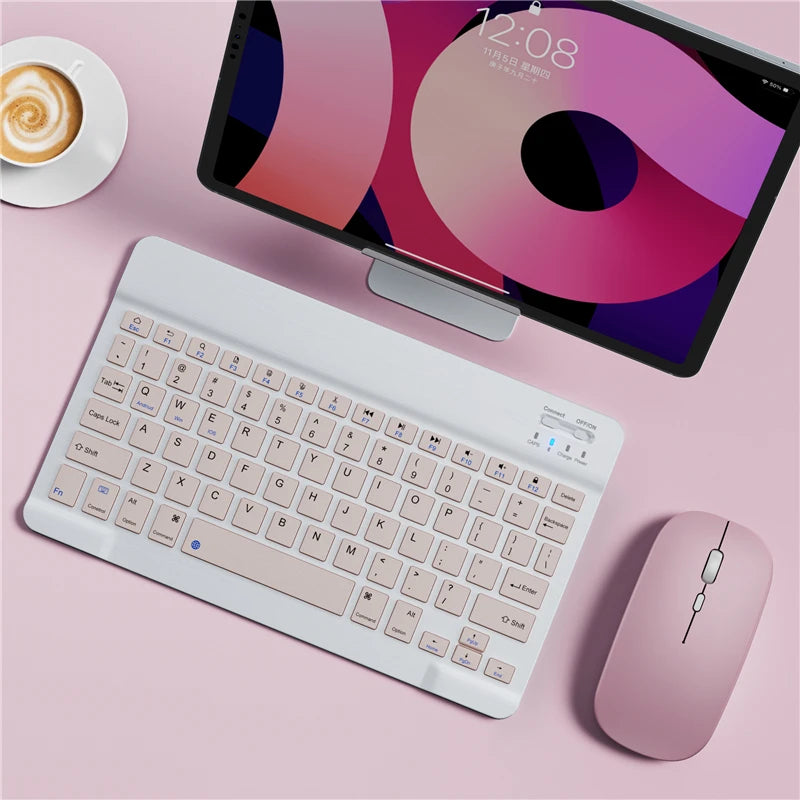 Teclado bluetooth sem fio ultra slim portátil em fundo branco