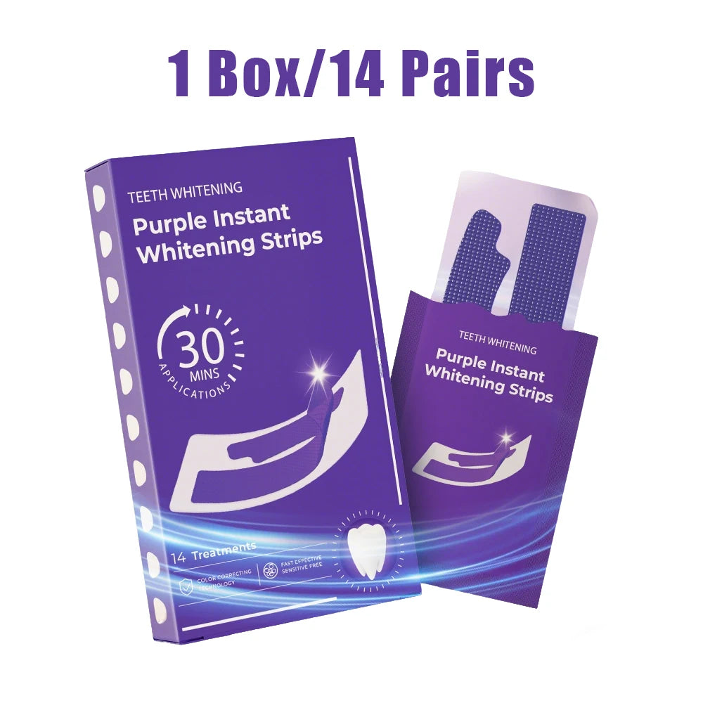 Tiras Clareadoras de Dentes Roxas, Clareamento Instantâneo sem Sensibilidade