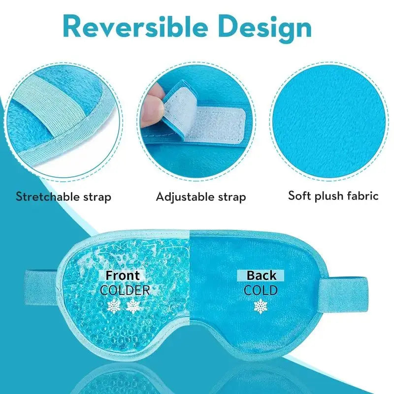 Máscara de gel para olhos com compressa quente e fria em fundo branco