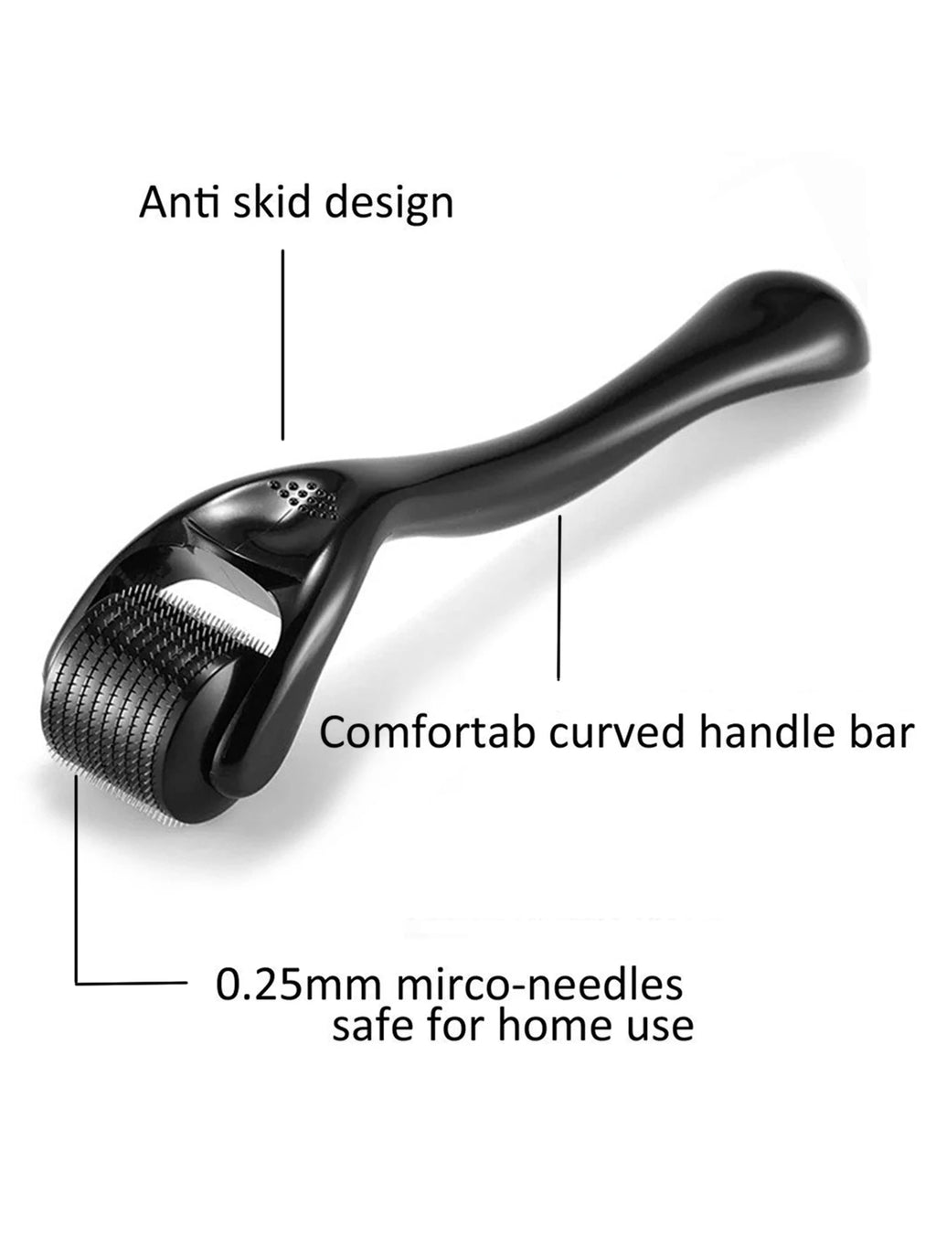 Dermaroller 540 agulhas de titânio para microagulhamento facial em fundo branco