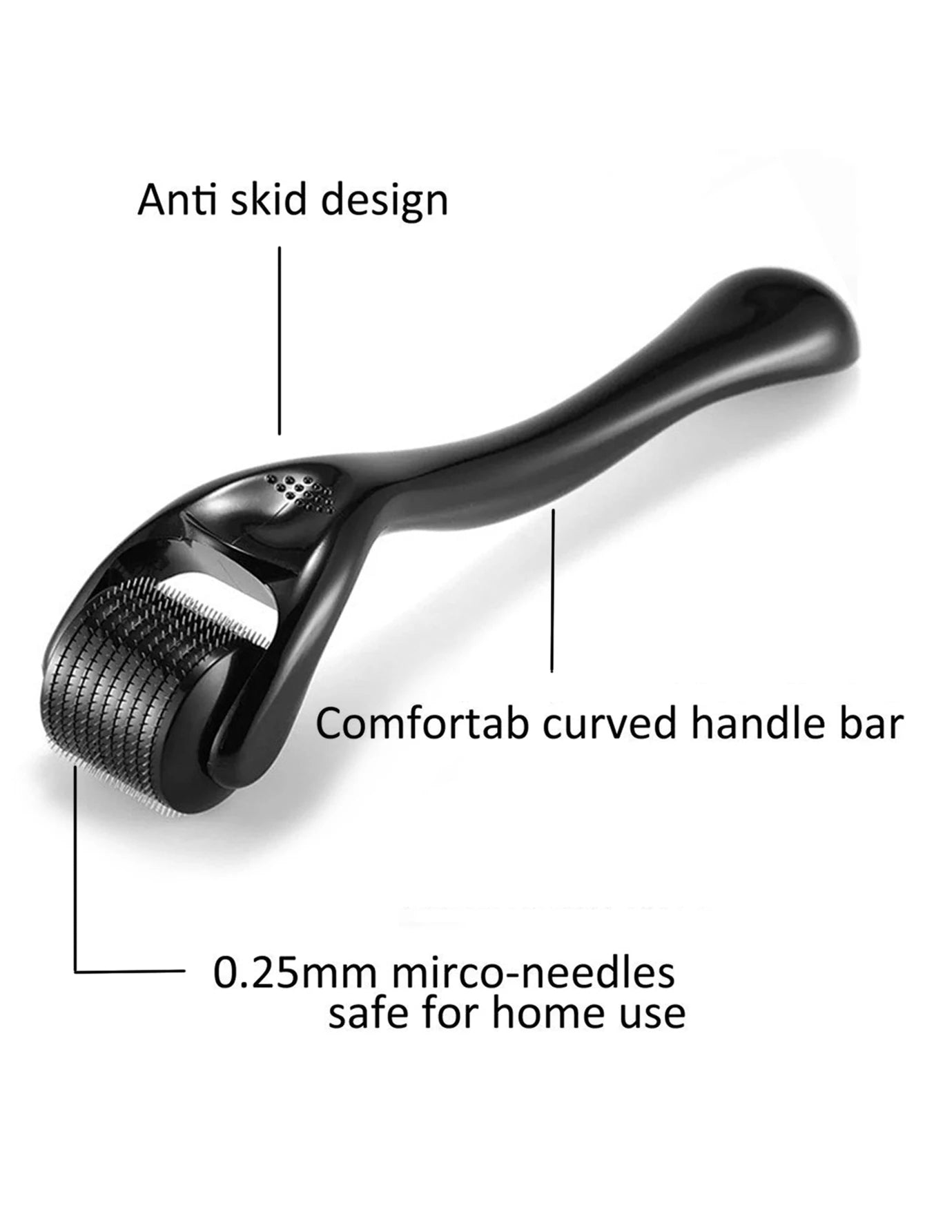 Dermaroller 540 agulhas de titânio para microagulhamento facial em fundo branco