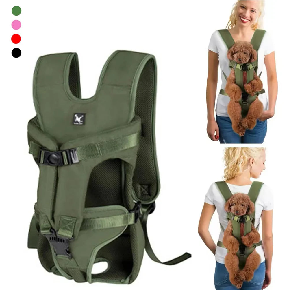 Mochila transporte para pet respirável com janela bolha em fundo branco