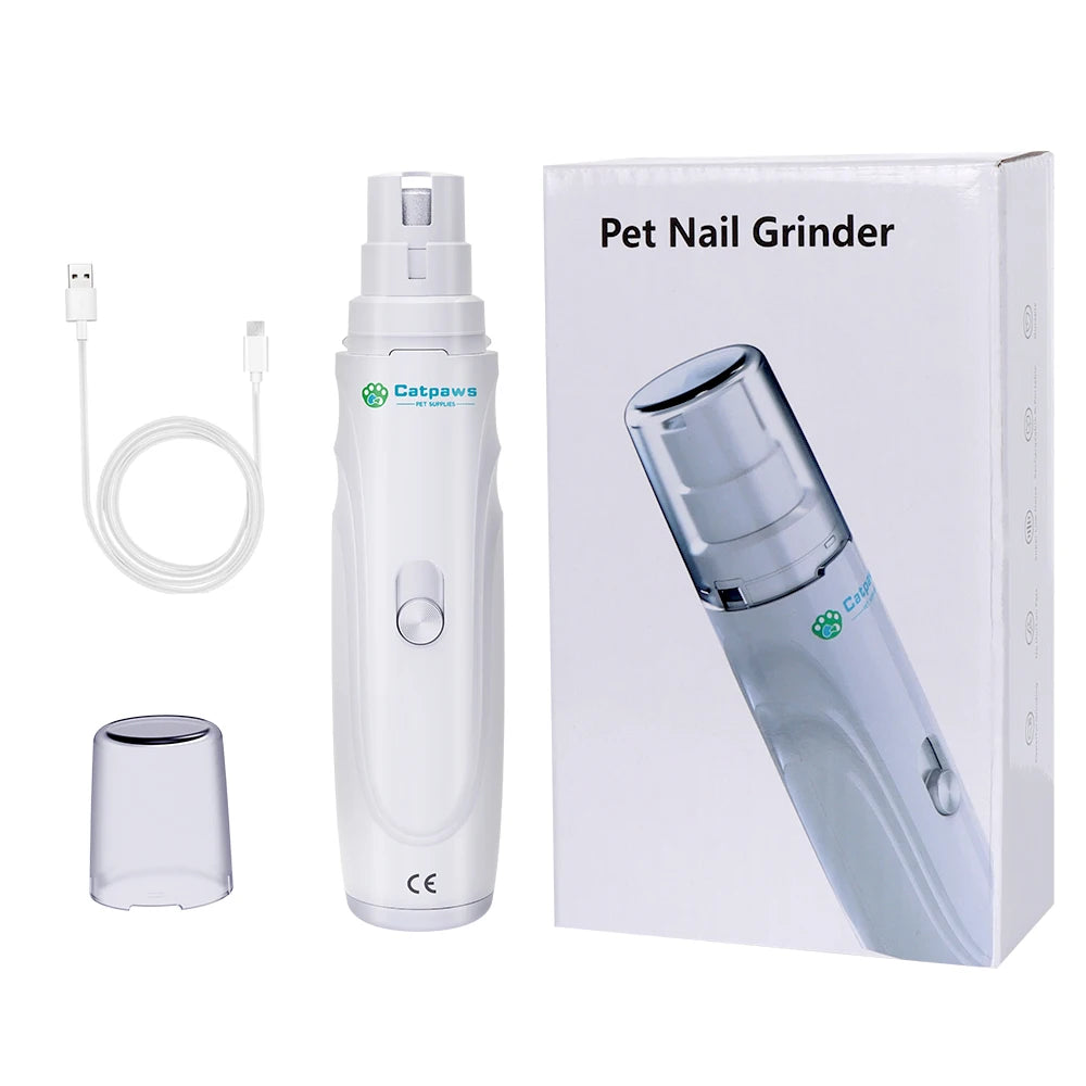 Lixa elétrica de unhas para pets USB recarregável em fundo branco