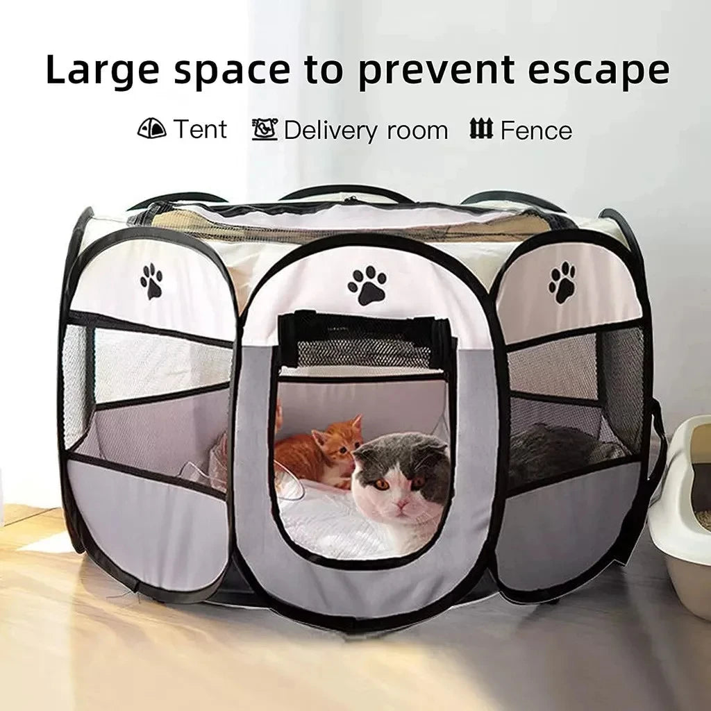 Casinha tenda dobrável para cães e gatos portátil respirável em fundo branco