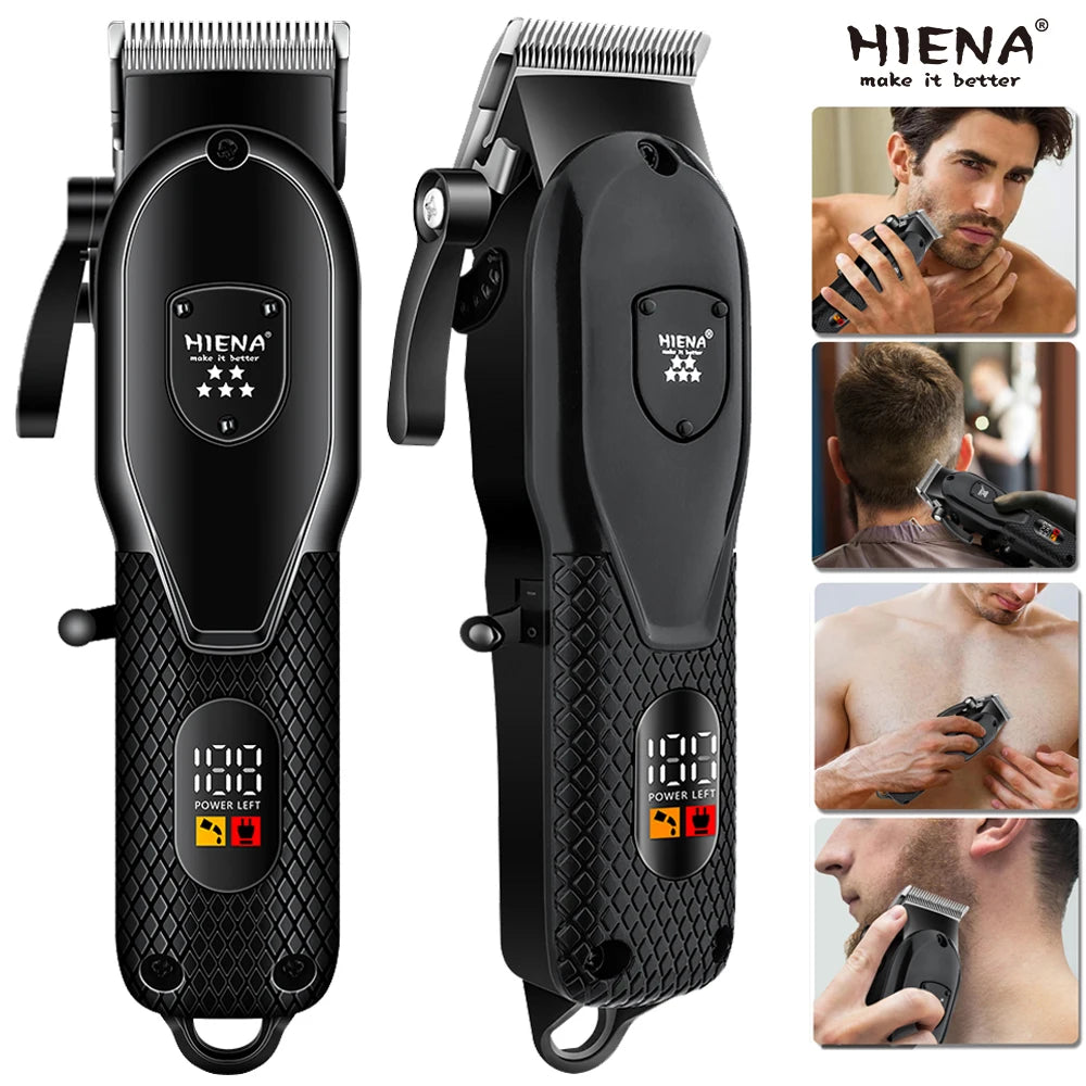 Aparador de barba elétrico profissional recarregável em fundo branco
