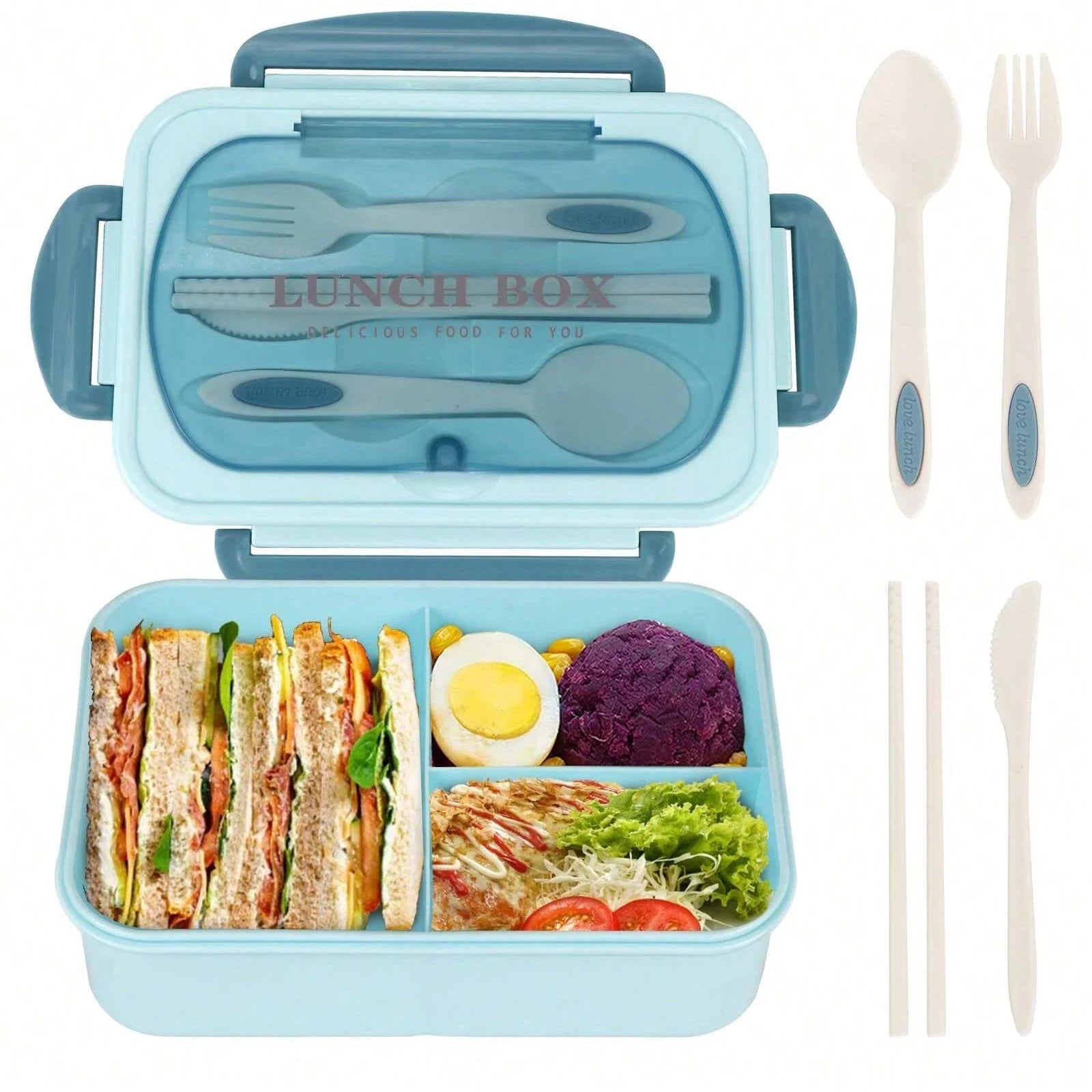 Marmita bento box adulto com 4 compartimentos em fundo branco