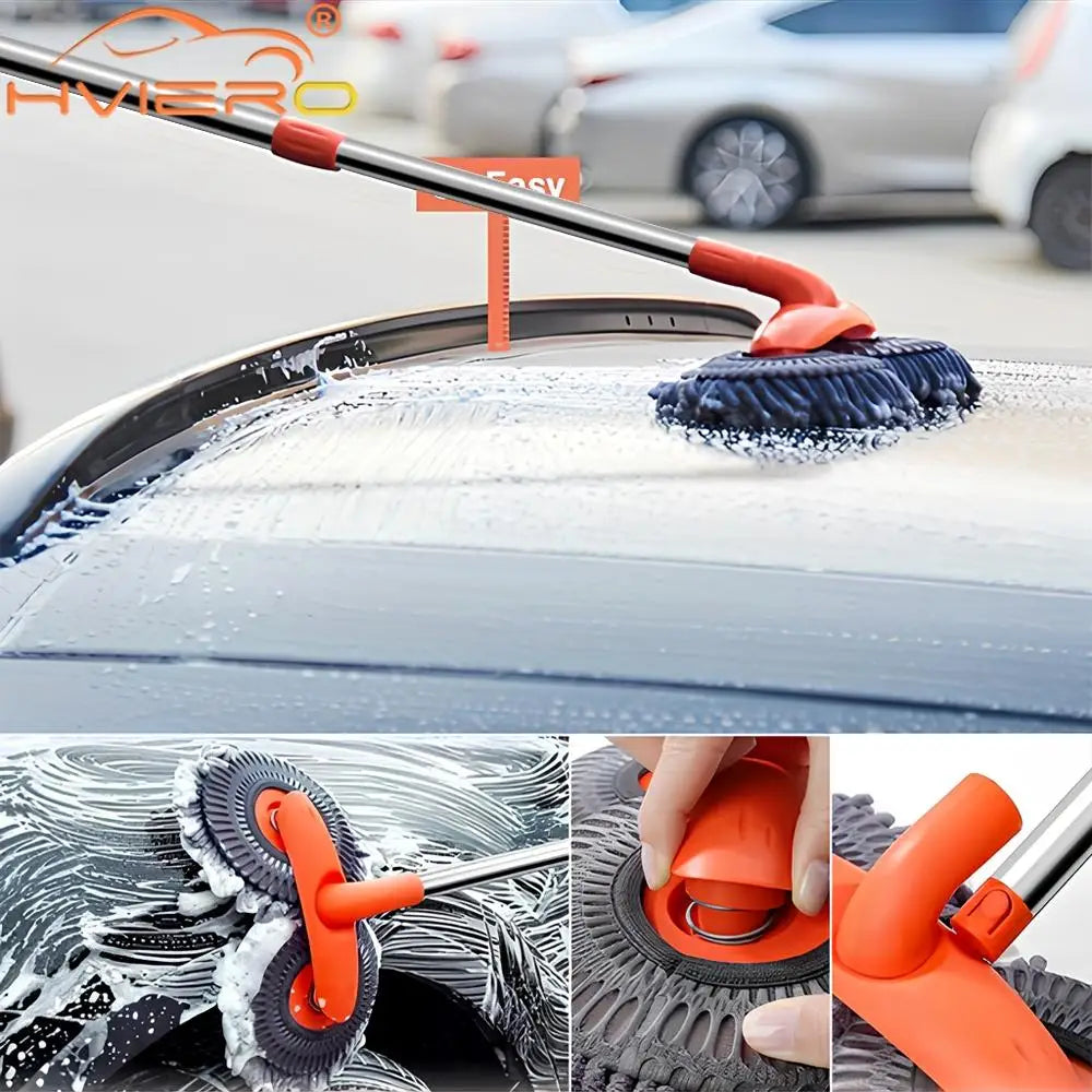 Kit de limpeza automotiva multiuso microfibra com escova e esponja em fundo branco