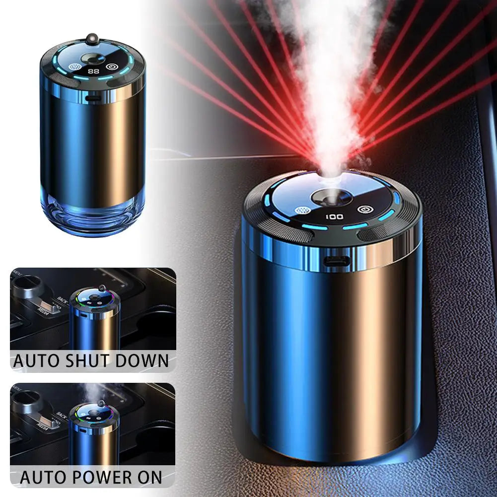 Difusor aromático de carro elétrico umidificador 5 modos USB em fundo branco