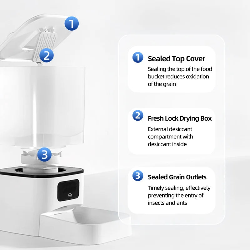 Comedouro automático 6L inteligente com Tuya em fundo branco