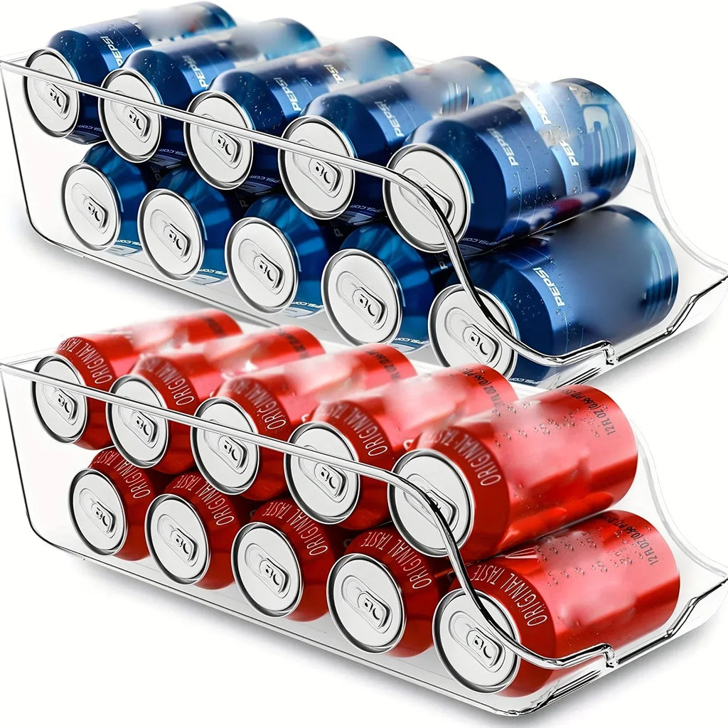 Organizador de geladeira dispenser automático de latas em fundo branco