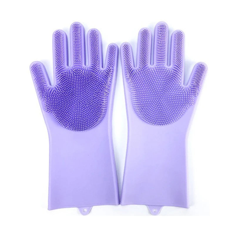 Luva de silicone banho massageadora tira pelos em fundo branco
