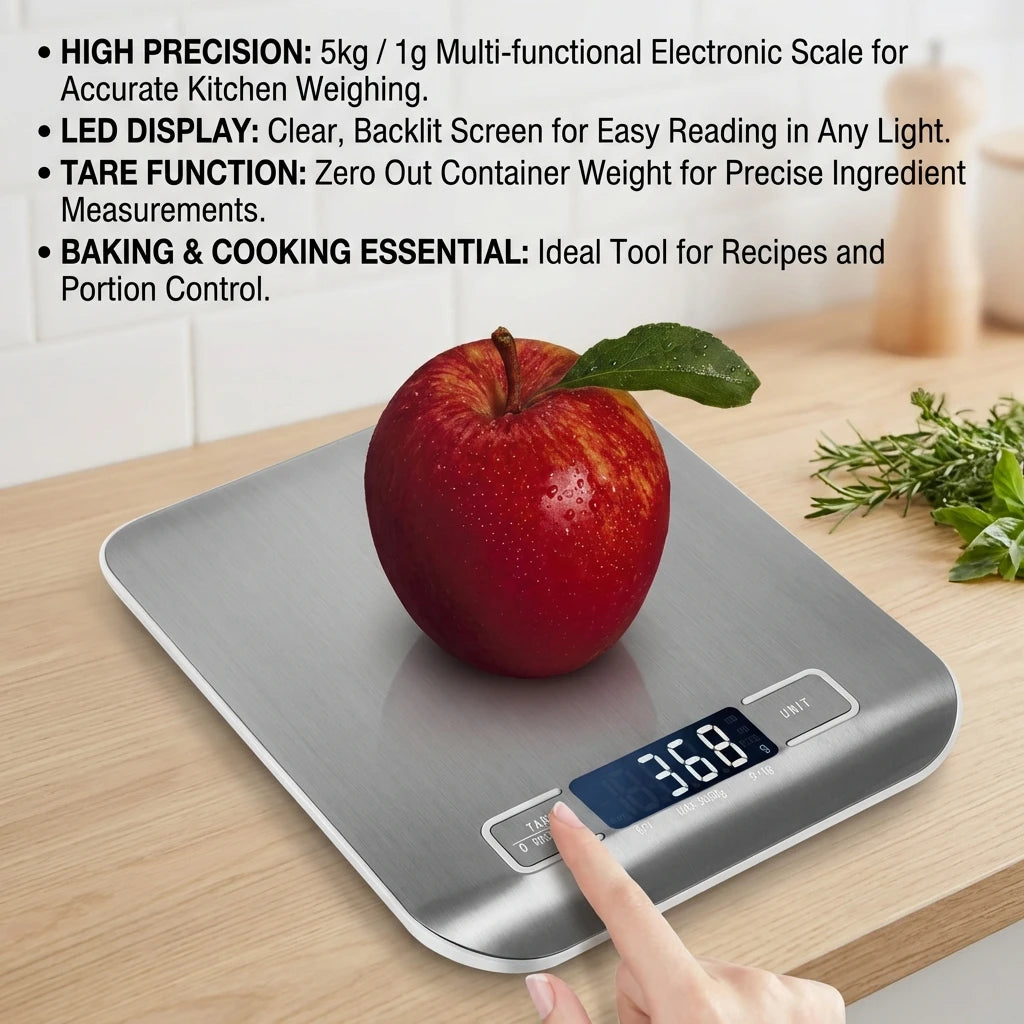 Balança de Cozinha Digital Aço Inox 5kg Precisão 1g - Foto 5