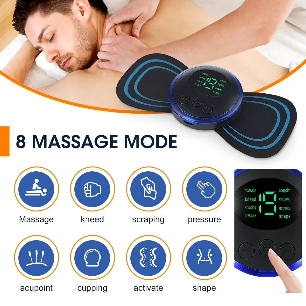 Massageador cervical EMS elétrico com calor em fundo branco