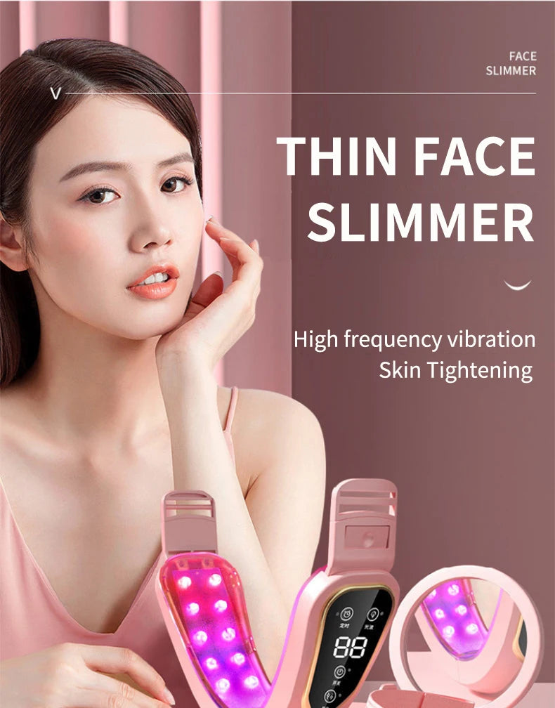 Massageador facial fototerapia LED vibração lifting em fundo branco