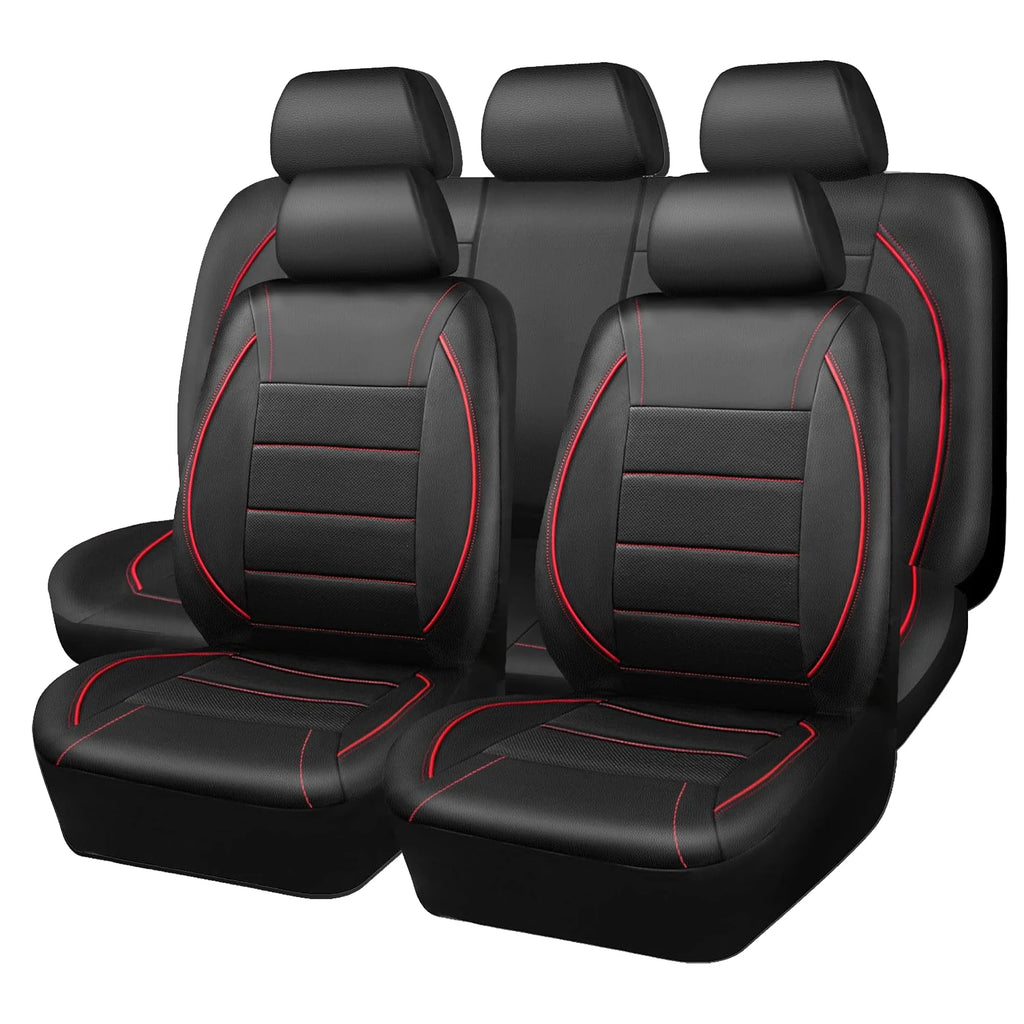 Capa universal para banco de carro em couro impermeável kit 5 bancos em fundo branco