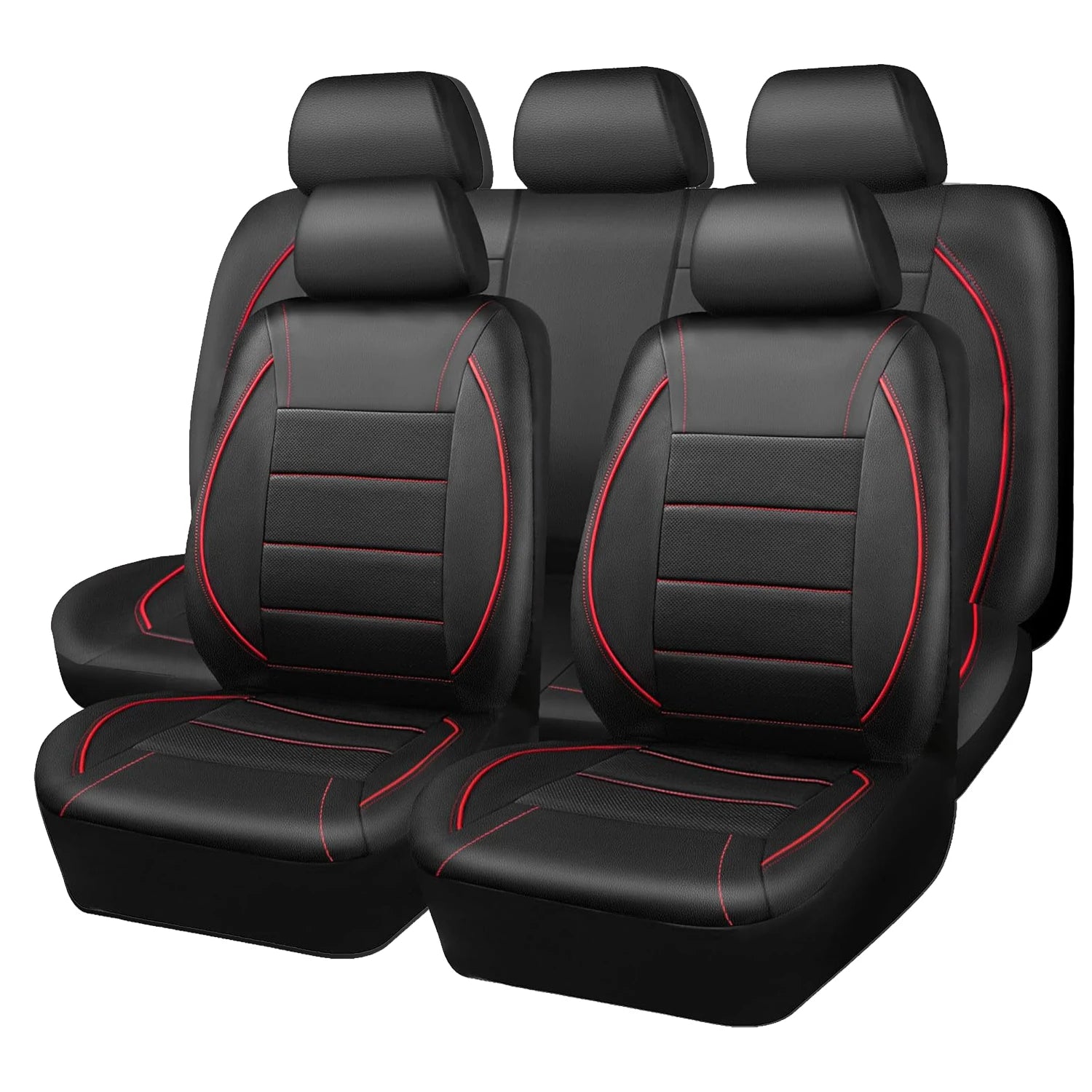 Capa universal para banco de carro em couro impermeável kit 5 bancos em fundo branco