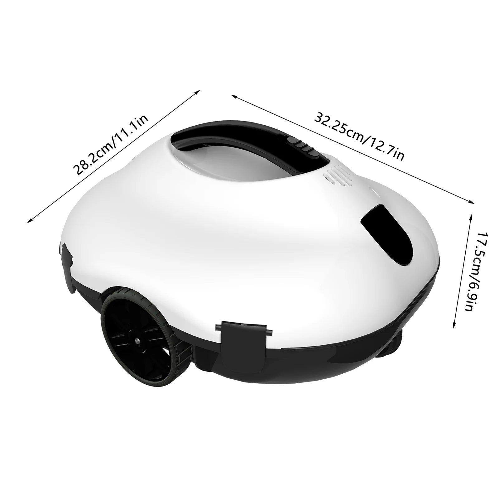 Robô limpador de piscina automático sem fio em fundo branco