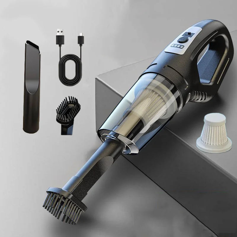 Aspirador automotivo portátil USB 120W sem fio em fundo branco