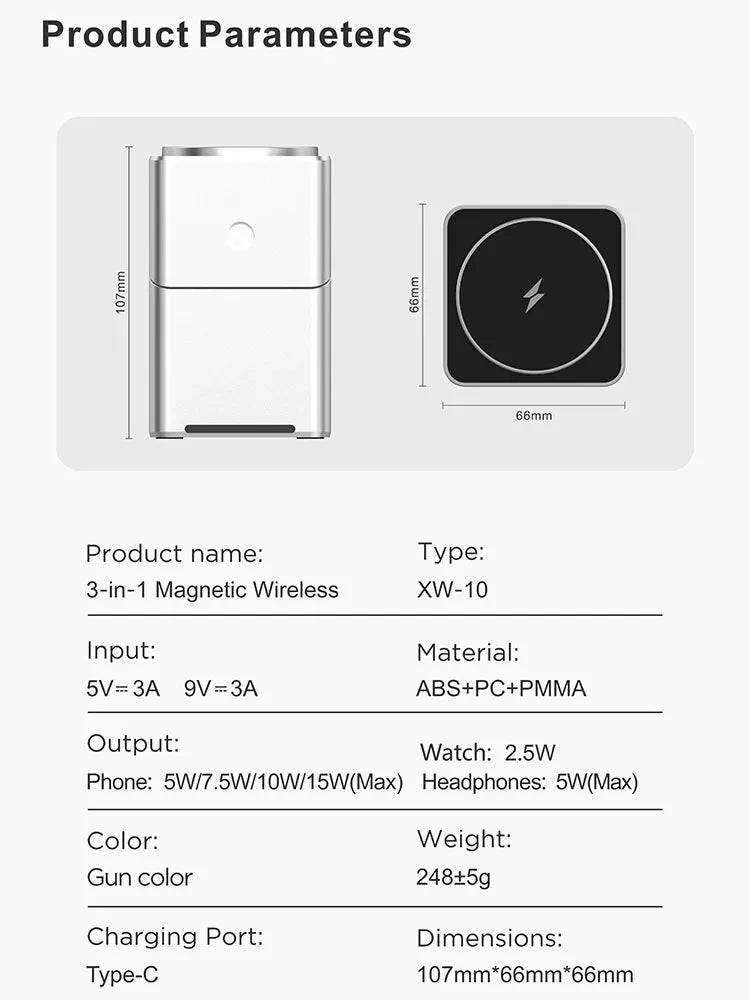Carregador Sem Fio 3 em 1 Magnético 15W para iPhone, Apple Watch e AirPods - Foto 15