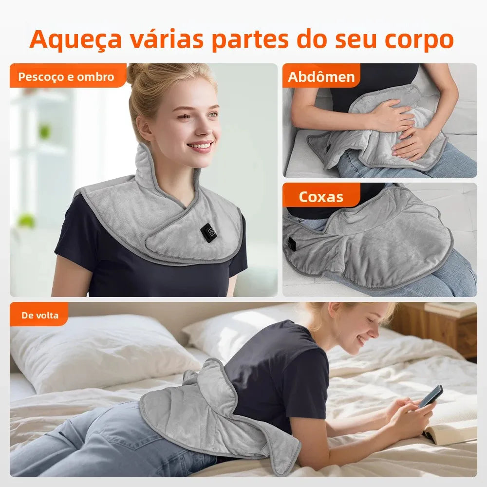 Almofada térmica aquecida USB para pescoço ombro e costas em fundo branco
