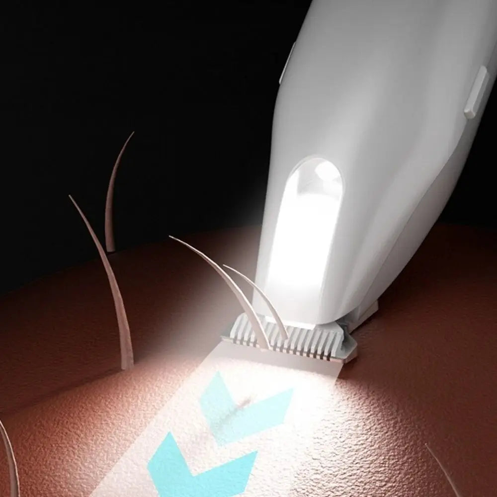 Aparador de patas pet elétrico com luz LED em fundo branco