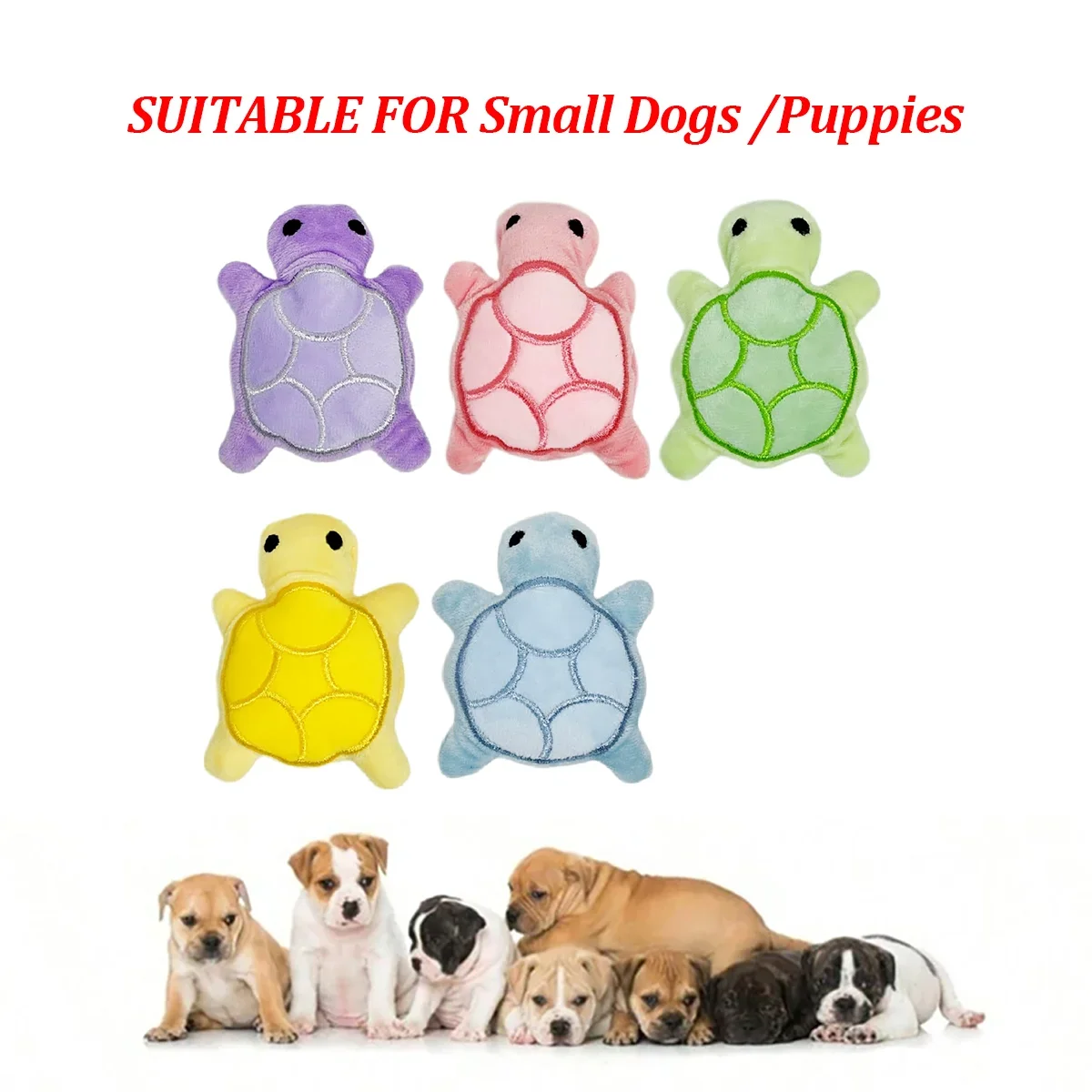 Brinquedo mordedor para cães tartaruga de pelúcia resistente em fundo branco