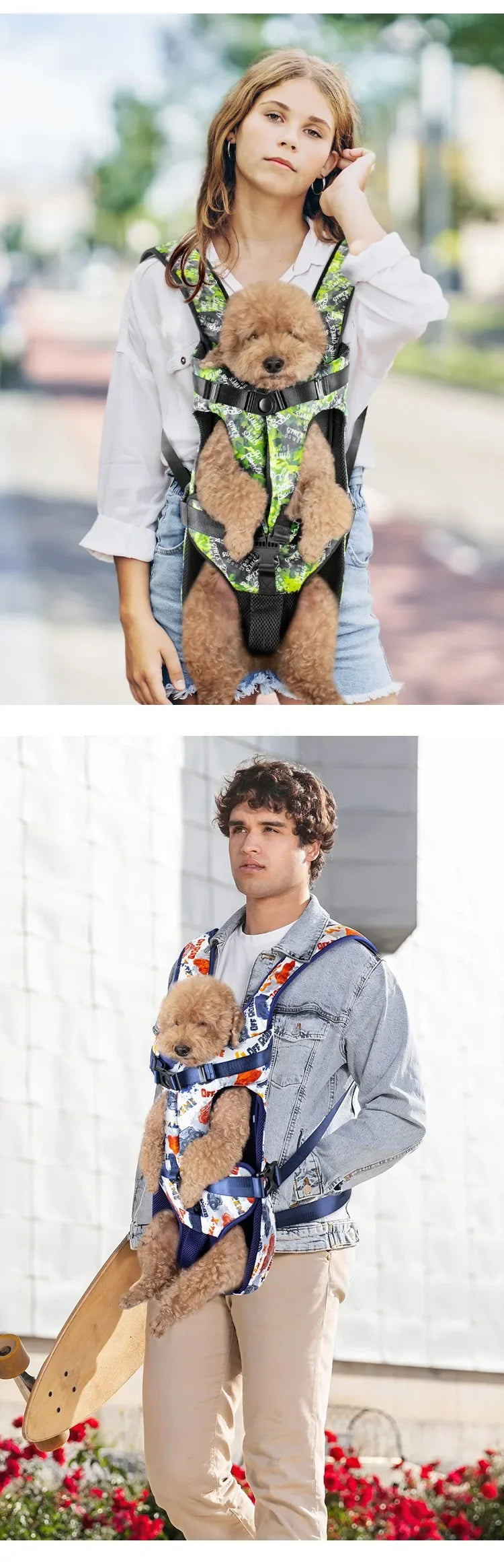 Mochila transporte para pet respirável com janela bolha em fundo branco