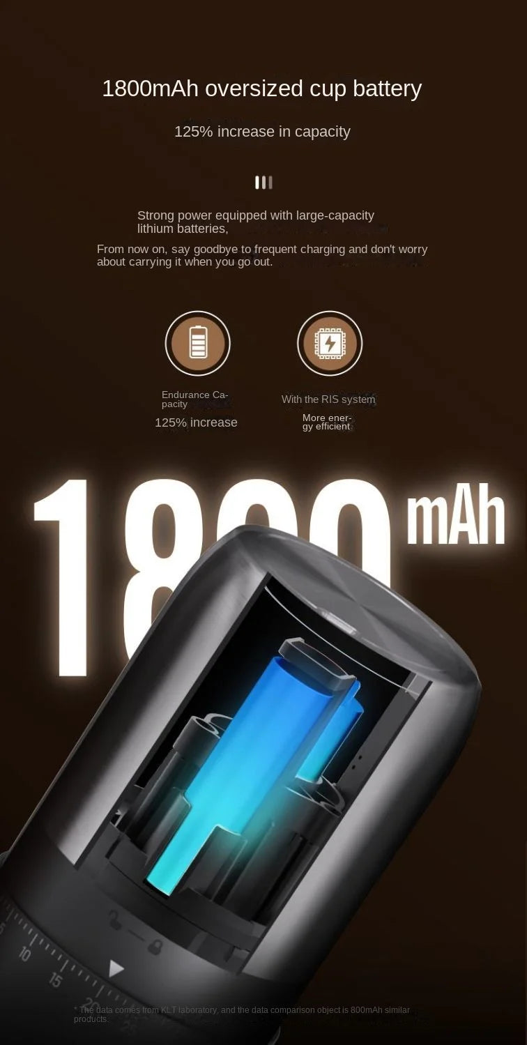 Moedor de café elétrico portátil USB com ajuste de moagem em fundo branco