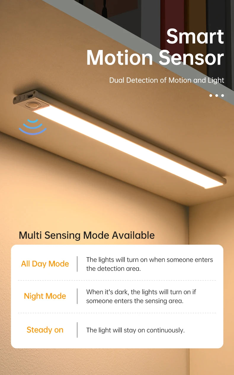 Luz noturna LED com sensor de movimento em fundo branco