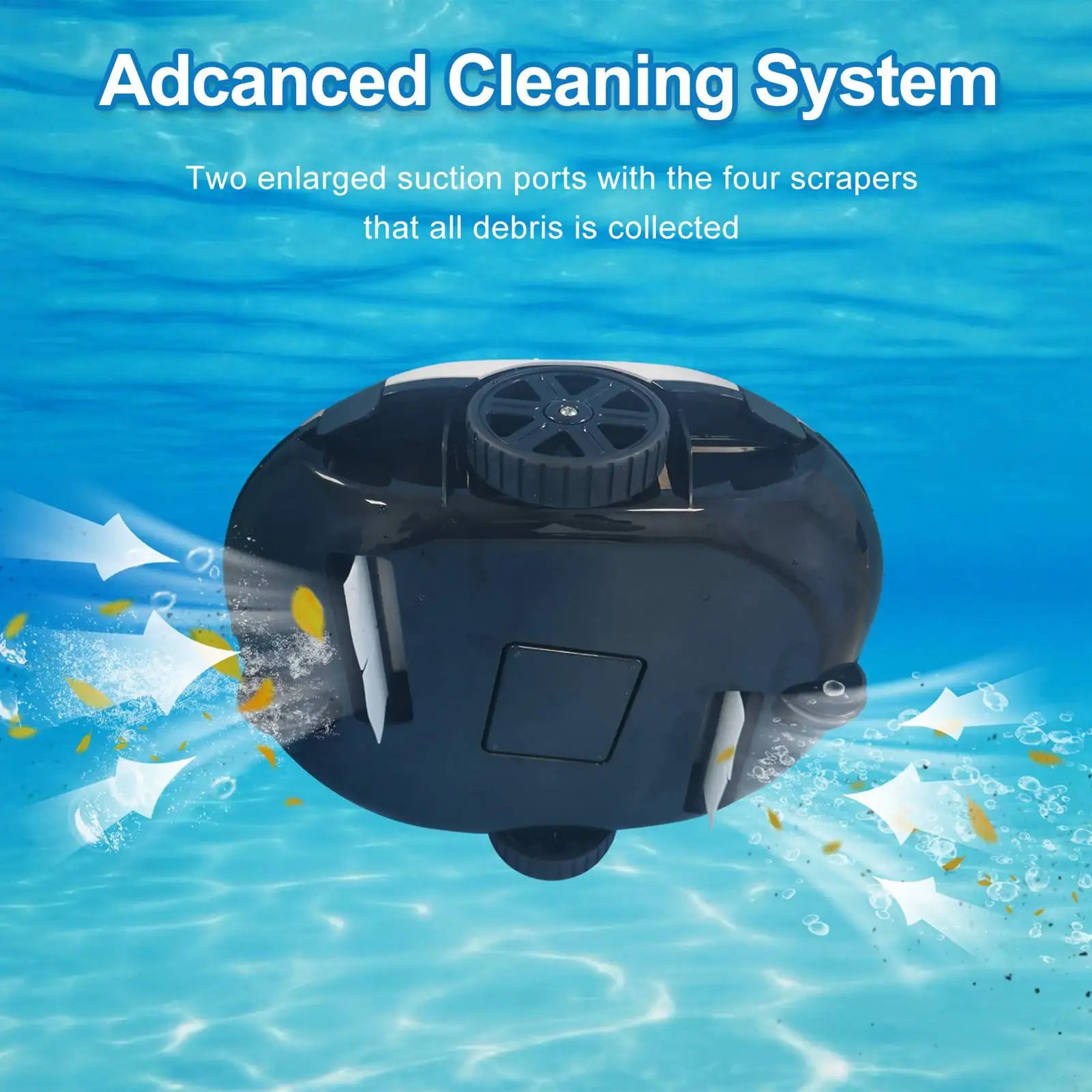 Robô limpador de piscina automático sem fio em fundo branco