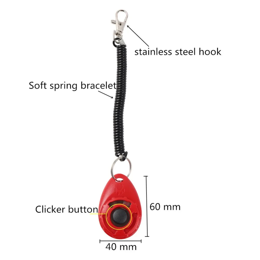 Clicker de treinamento com alça de pulso em fundo branco