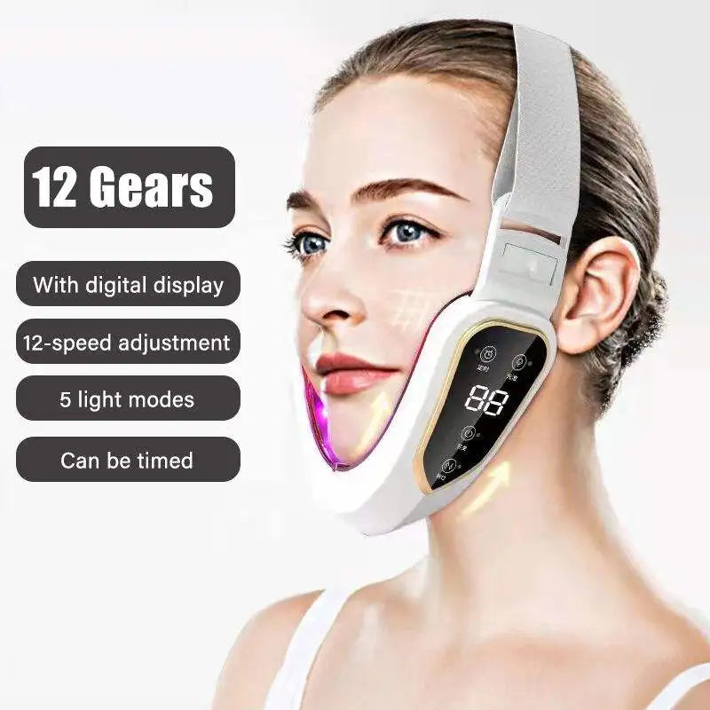 Massageador facial fototerapia LED vibração lifting em fundo branco