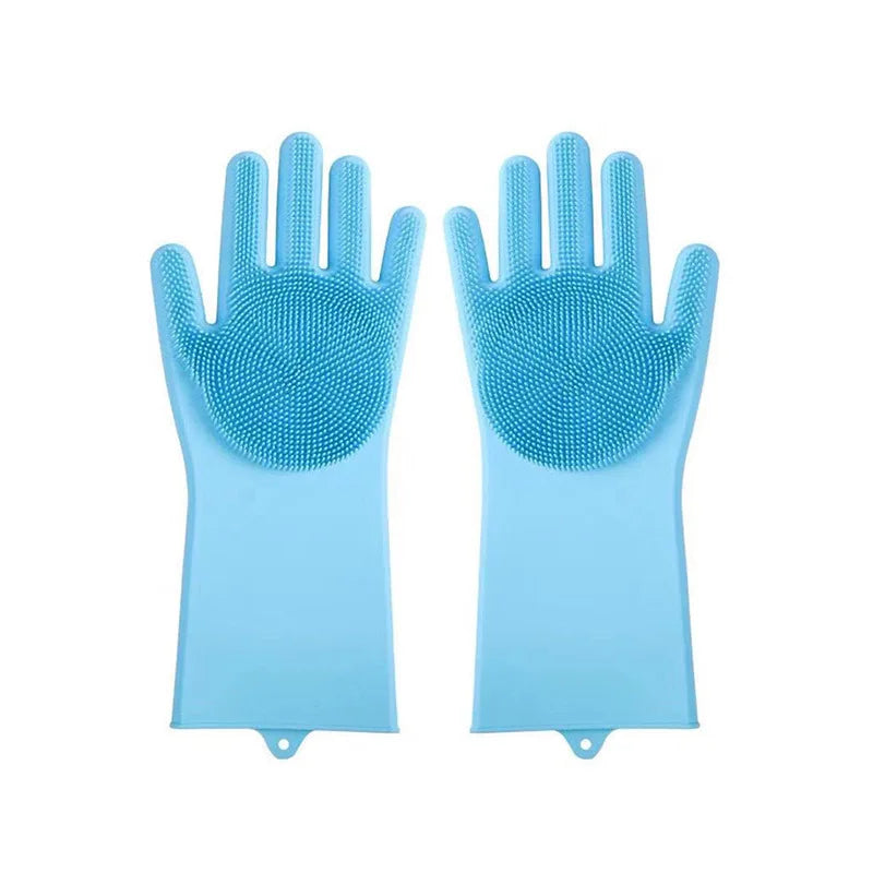 Luva de silicone banho massageadora tira pelos em fundo branco