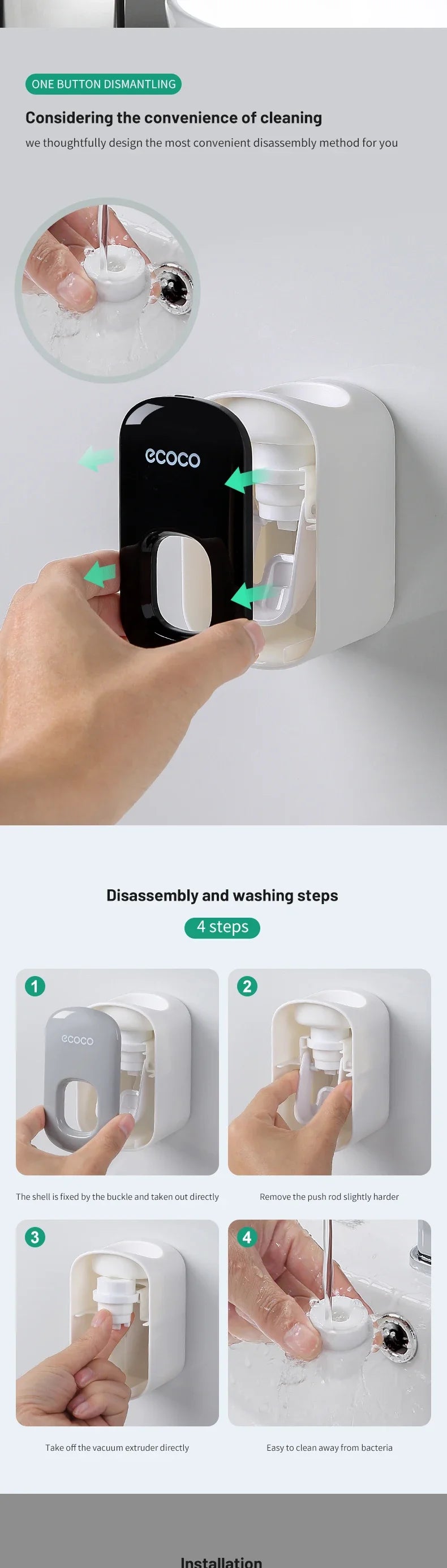 Dispenser automático de pasta de dente de parede em fundo branco