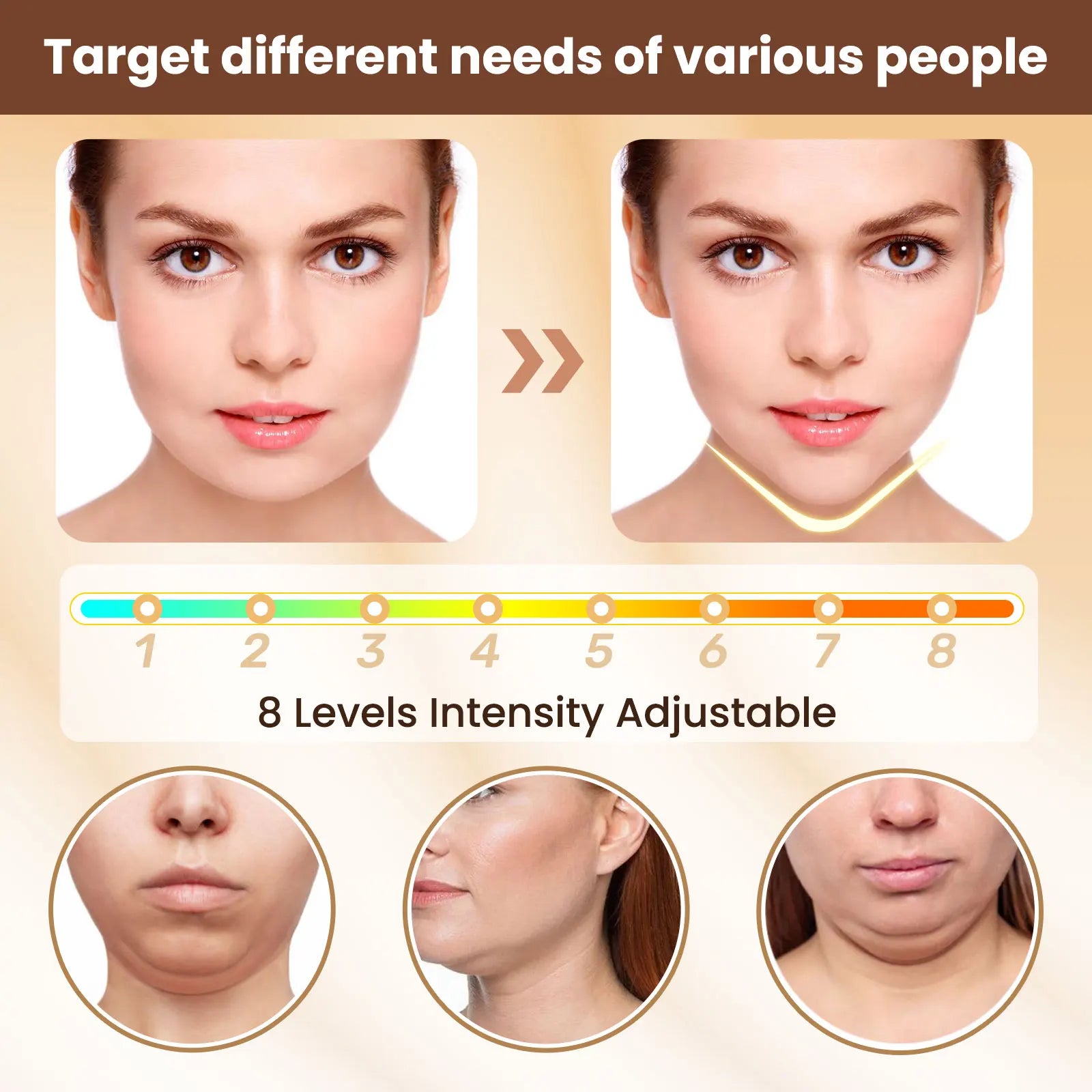 Massageador facial EMS microcorrente para lifting em fundo branco