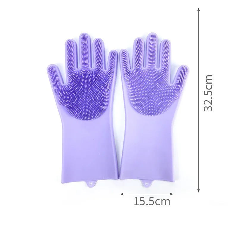 Luva de silicone banho massageadora tira pelos em fundo branco