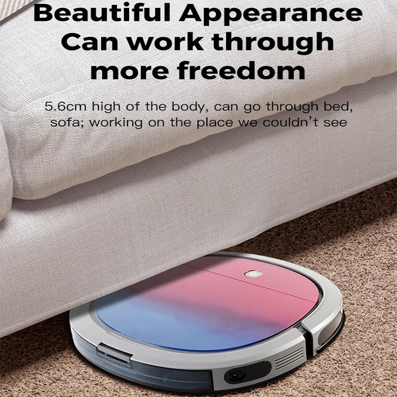 Robô aspirador inteligente com WiFi e tanque de água em fundo branco