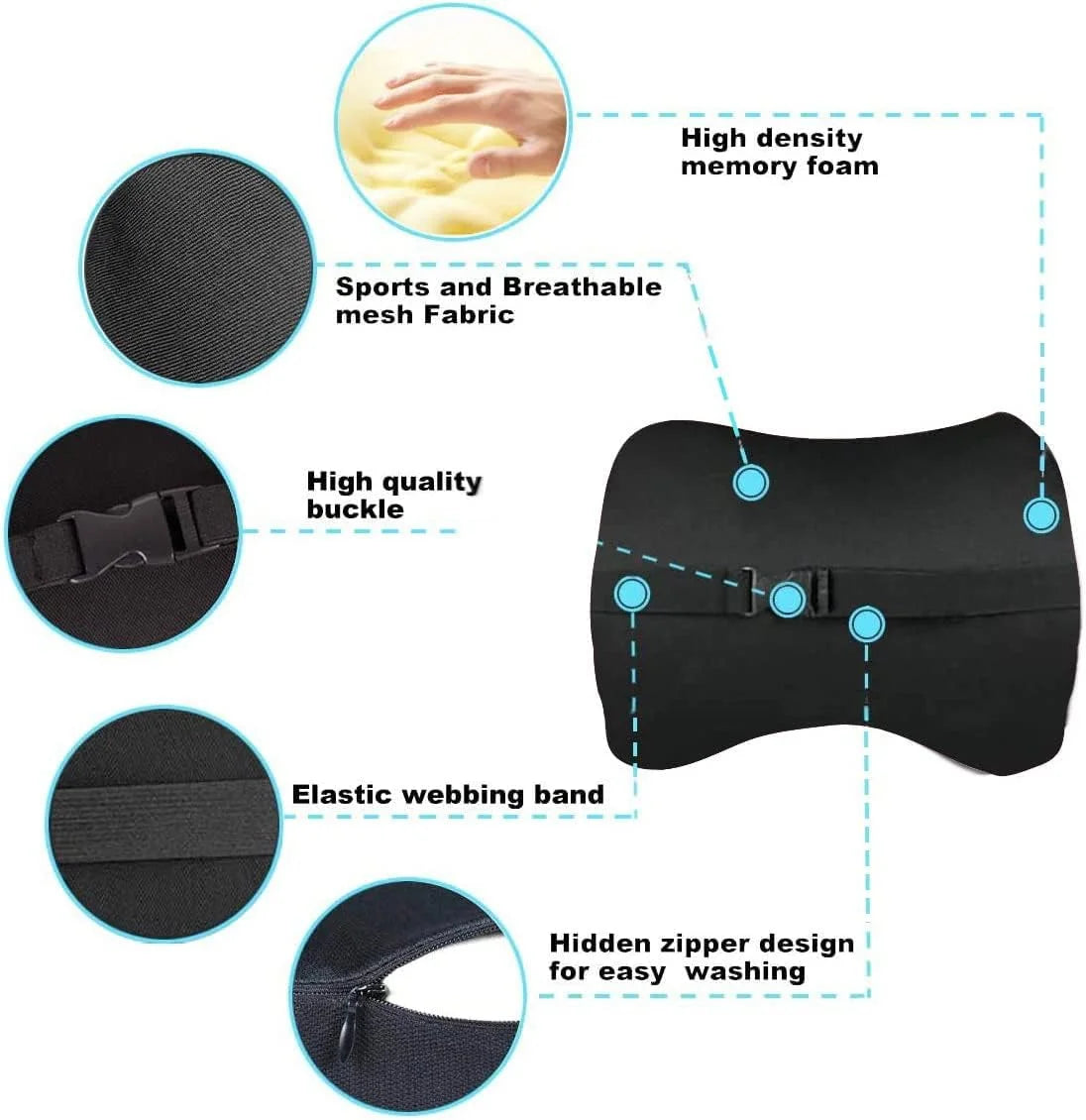 Apoio de Cabeça de Carro Memory Foam Pescoço Conforto 3