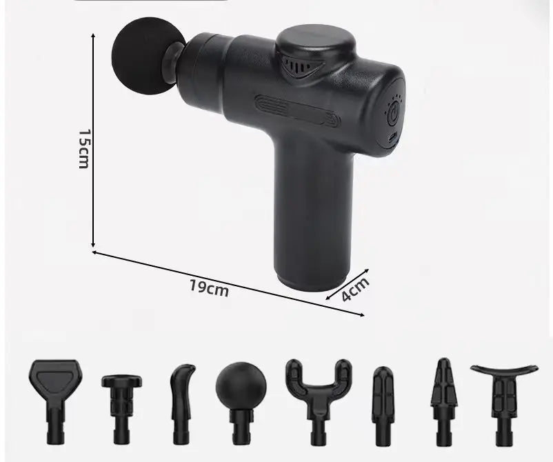 Pistola de massagem muscular elétrica profunda recarregável em fundo branco