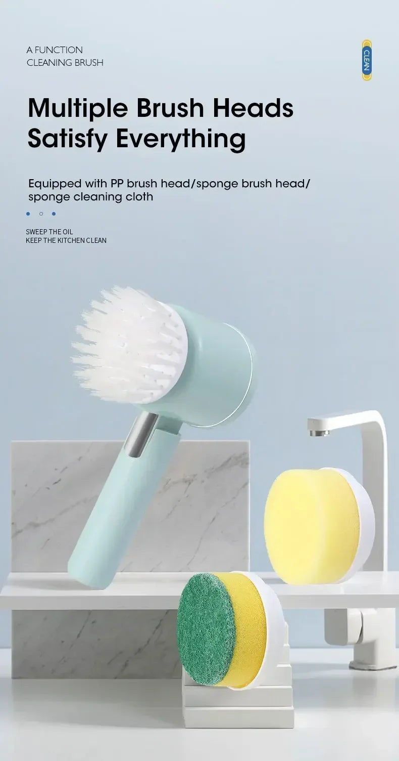 Escova elétrica recarregável para limpeza de banheiro e rejunte em fundo branco