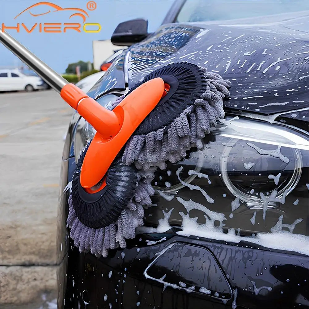 Kit de limpeza automotiva multiuso microfibra com escova e esponja em fundo branco